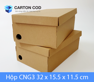Hộp đựng giày nâu — 32 × 15,5 × 11,5 cm