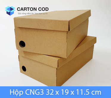 Hộp đựng giày nâu — 32 × 19 × 11,5 cm