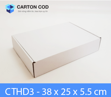 Hộp dẹp trắng — 38 × 25 × 5.5 cm