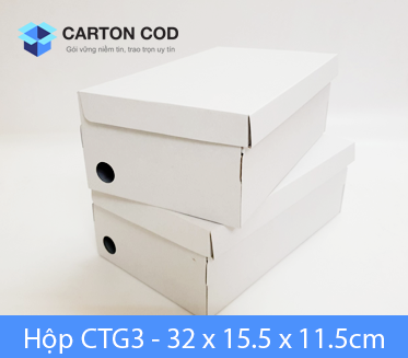 Hộp đựng giày trắng — 32 × 15.5 × 11.5 cm