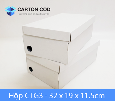 Hộp đựng giày trắng — 32 × 19 × 11.5 cm